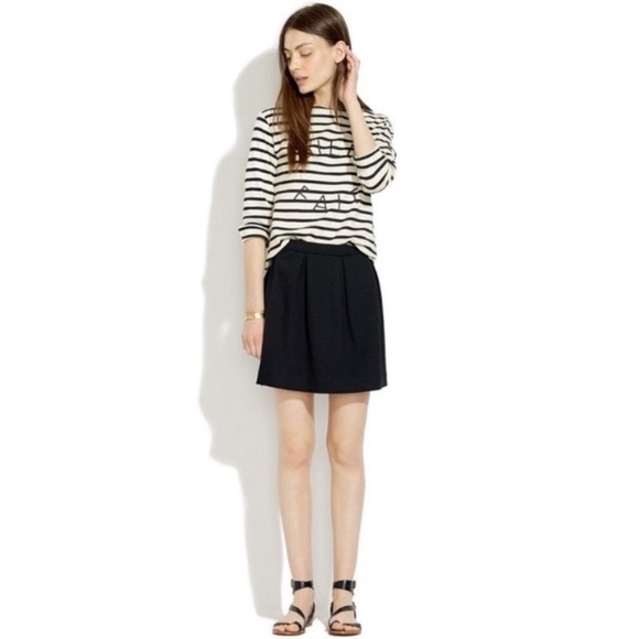 Madewell Bistro Pleated Black Mini Skirt B5459 - Picture 5 of 15